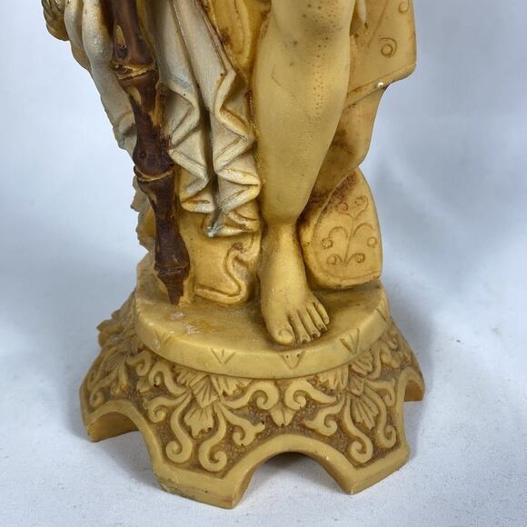Vintage Asian Man Phoenix Birds Hand Carved Solid Resin Sculpture - Picture 7 of 9